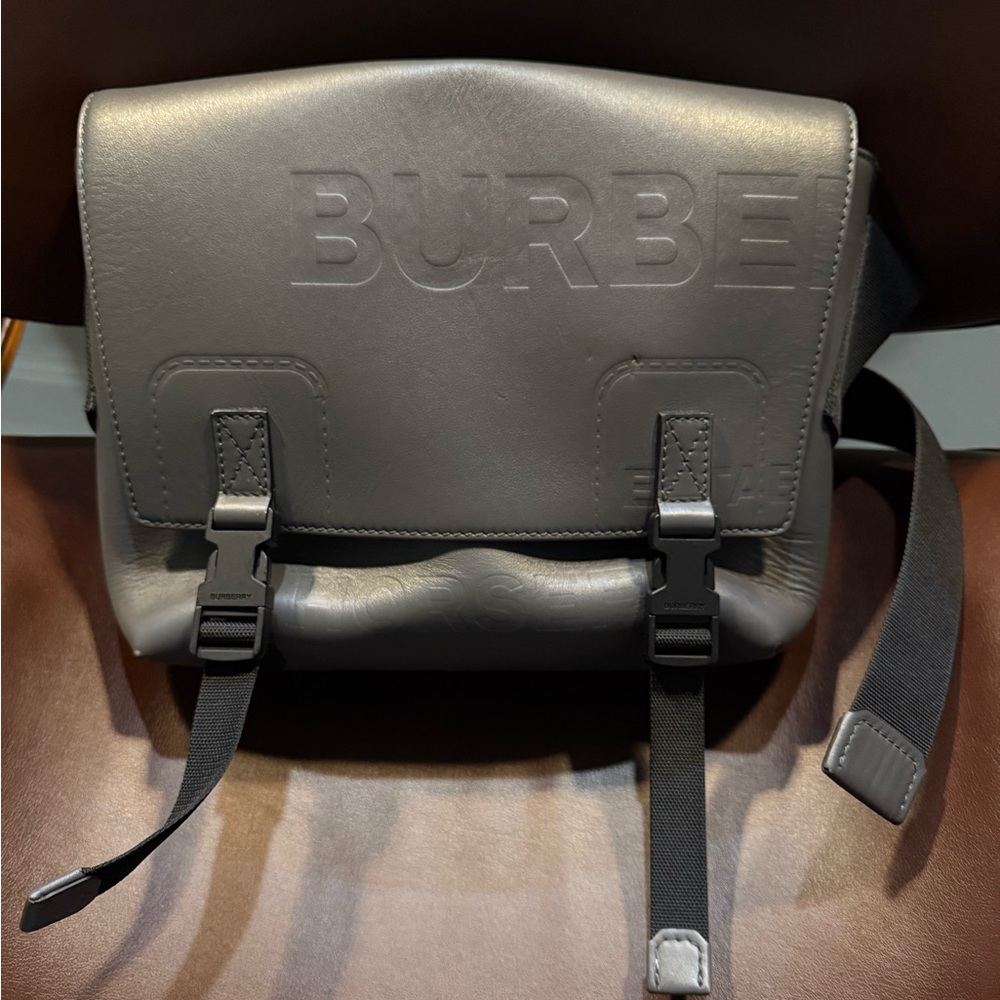 Burberry Black Leather Messenger Bag
